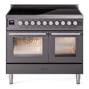 ILVE Professional Plus II 40-Inch Induction Range with 6 Induction Elements, 4.3 cu. ft. Oven, Graphite Matte, Triple Glass Door, UPDI406WMPMG