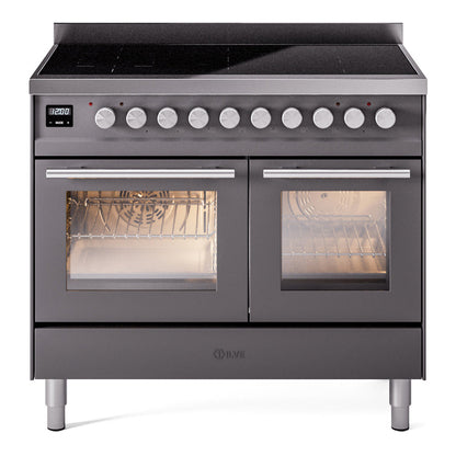 ILVE Professional Plus II 40-Inch Induction Range with 6 Induction Elements, 4.3 cu. ft. Oven, Graphite Matte, Triple Glass Door, UPDI406WMPMG