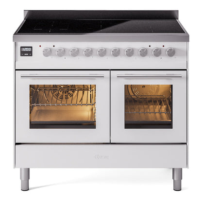 ILVE Professional Plus II 40-Inch Induction Range with 6 Induction Elements, 4.3 cu. ft. Oven, White, Triple Glass Door, UPDI406WMPWH