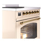 ILVE Nostalgie II 30-Inch Induction Range with 4 Induction Elements, 3.5 cu. ft. Oven, Antique White with Brass Trim, Triple Glass Door, UPI304NMPAWG