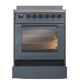ILVE Nostalgie II 30-Inch Induction Range with 4 Induction Elements, 3.5 cu. ft. Oven, Blue Grey with Burnished Trim, Triple Glass Door, UPI304NMPBGB
