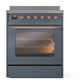 ILVE Nostalgie II 30-Inch Induction Range with 4 Induction Elements, 3.5 cu. ft. Oven, Blue Grey with Copper Trim, Triple Glass Door, UPI304NMPBGP