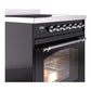 ILVE Nostalgie II 30-Inch Induction Range with 4 Induction Elements, 3.5 cu. ft. Oven, Glossy Black with Chrome Trim, Triple Glass Door, UPI304NMPBKC