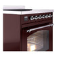 ILVE Nostalgie II 30-Inch Induction Range with 4 Induction Elements, 3.5 cu. ft. Oven, Burgundy with Chrome Trim, Triple Glass Door, UPI304NMPBUC