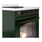 ILVE Nostalgie II 30-Inch Induction Range with 4 Induction Elements, 3.5 cu. ft. Oven, Emerald Green with Burnished Trim, Triple Glass Door, UPI304NMPEGB