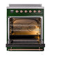 ILVE Nostalgie II 30-Inch Induction Range with 4 Induction Elements, 3.5 cu. ft. Oven, Emerald Green with Copper Trim, Triple Glass Door, UPI304NMPEGP