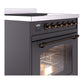 ILVE Nostalgie II 30-Inch Induction Range with 4 Induction Elements, 3.5 cu. ft. Oven, Graphite Matte with Burnished Trim, Triple Glass Door, UPI304NMPMGB