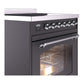 ILVE Nostalgie II 30-Inch Induction Range with 4 Induction Elements, 3.5 cu. ft. Oven, Graphite Matte with Chrome Trim, Triple Glass Door, UPI304NMPMGC