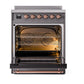 ILVE Nostalgie II 30-Inch Induction Range with 4 Induction Elements, 3.5 cu. ft. Oven, Graphite Matte with Copper Trim, Triple Glass Door, UPI304NMPMGP