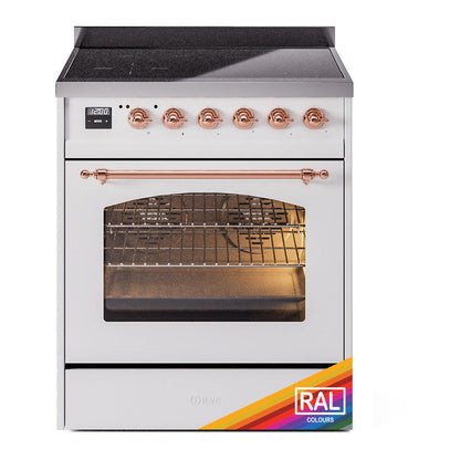 ILVE Nostalgie II 30-Inch Induction Range with 4 Induction Elements, 3.5 cu. ft. Oven, RAL with Copper Trim, Triple Glass Door, UPI304NMPRAP