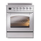 ILVE Nostalgie II 30-Inch Induction Range with 4 Induction Elements, 3.5 cu. ft. Oven, Stainless Steel with Chrome Trim, Triple Glass Door, UPI304NMPSSC