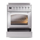 ILVE Nostalgie II 30-Inch Induction Range with 4 Induction Elements, 3.5 cu. ft. Oven, Stainless Steel with Chrome Trim, Triple Glass Door, UPI304NMPSSC