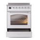 ILVE Nostalgie II 30-Inch Induction Range with 4 Induction Elements, 3.5 cu. ft. Oven, White with Chrome Trim, Triple Glass Door, UPI304NMPWHC