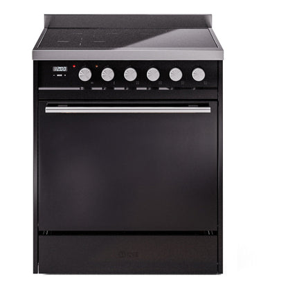 ILVE Professional Plus II 30-Inch Induction Range with 4 Induction Elements, 3.5 cu. ft. Oven, Glossy Black, Solid Door, UPI304QMPBK