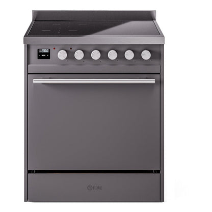 ILVE Professional Plus II 30-Inch Induction Range with 4 Induction Elements, 3.5 cu. ft. Oven, Graphite Matte, Solid Door, UPI304QMPMG