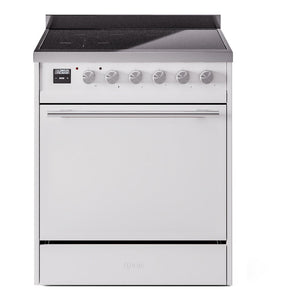 ILVE Professional Plus II 30-Inch Induction Range with 4 Induction Elements, 3.5 cu. ft. Oven, White, Solid Door, UPI304QMPWH