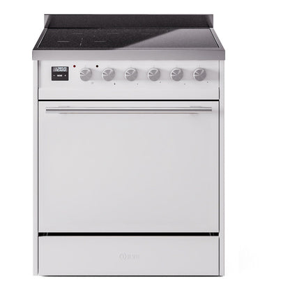 ILVE Professional Plus II 30-Inch Induction Range with 4 Induction Elements, 3.5 cu. ft. Oven, White, Solid Door, UPI304QMPWH