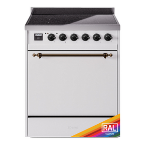 ILVE Nostalgie II 30-Inch Induction Range with 4 Induction Elements, 3.5 cu. ft. Oven, RAL with Burnished Trim, Solid Door, UPI304QNMPRAB