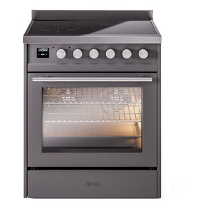 ILVE Professional Plus II 30-Inch Induction Range with 4 Induction Elements, 3.5 cu. ft. Oven, Graphite Matte, Triple Glass Door, UPI304WMPMG