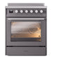 ILVE Professional Plus II 30-Inch Induction Range with 4 Induction Elements, 3.5 cu. ft. Oven, Graphite Matte, Triple Glass Door, UPI304WMPMG