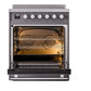 ILVE Professional Plus II 30-Inch Induction Range with 4 Induction Elements, 3.5 cu. ft. Oven, Graphite Matte, Triple Glass Door, UPI304WMPMG