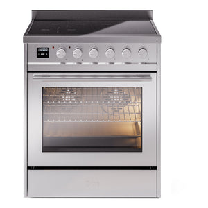 ILVE Professional Plus II 30-Inch Induction Range with 4 Induction Elements, 3.5 cu. ft. Oven, Stainless Steel, Triple Glass Door, UPI304WMPSS