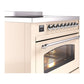 ILVE Nostalgie II 36-Inch Induction Range with 6 Induction Elements, 3.5 cu. ft. Oven, Antique White with Chrome Trim, Triple Glass Door, UPI366NMPAWC