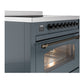 ILVE Nostalgie II 36-Inch Induction Range with 6 Induction Elements, 3.5 cu. ft. Oven, Blue Grey with Burnished Trim, Triple Glass Door, UPI366NMPBGB