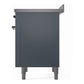 ILVE Nostalgie II 36-Inch Induction Range with 6 Induction Elements, 3.5 cu. ft. Oven, Blue Grey with Burnished Trim, Triple Glass Door, UPI366NMPBGB
