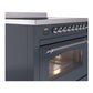 ILVE Nostalgie II 36-Inch Induction Range with 6 Induction Elements, 3.5 cu. ft. Oven, Blue Grey with Chrome Trim, Triple Glass Door, UPI366NMPBGC