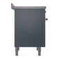 ILVE Nostalgie II 36-Inch Induction Range with 6 Induction Elements, 3.5 cu. ft. Oven, Blue Grey with Chrome Trim, Triple Glass Door, UPI366NMPBGC