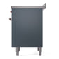 ILVE Nostalgie II 36-Inch Induction Range with 6 Induction Elements, 3.5 cu. ft. Oven, Blue Grey with Copper Trim, Triple Glass Door, UPI366NMPBGP