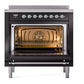ILVE Nostalgie II 36-Inch Induction Range with 6 Induction Elements, 3.5 cu. ft. Oven, Glossy Black with Chrome Trim, Triple Glass Door, UPI366NMPBKC