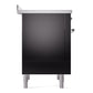 ILVE Nostalgie II 36-Inch Induction Range with 6 Induction Elements, 3.5 cu. ft. Oven, Glossy Black with Chrome Trim, Triple Glass Door, UPI366NMPBKC