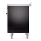ILVE Nostalgie II 36-Inch Induction Range with 6 Induction Elements, 3.5 cu. ft. Oven, Glossy Black with Chrome Trim, Triple Glass Door, UPI366NMPBKC