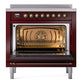 ILVE Nostalgie II 36-Inch Induction Range with 6 Induction Elements, 3.5 cu. ft. Oven, Burgundy with Burnished Trim, Triple Glass Door, UPI366NMPBUB