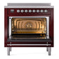 ILVE Nostalgie II 36-Inch Induction Range with 6 Induction Elements, 3.5 cu. ft. Oven, Burgundy with Chrome Trim, Triple Glass Door, UPI366NMPBUC