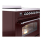 ILVE Nostalgie II 36-Inch Induction Range with 6 Induction Elements, 3.5 cu. ft. Oven, Burgundy with Chrome Trim, Triple Glass Door, UPI366NMPBUC
