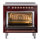 ILVE Nostalgie II 36-Inch Induction Range with 6 Induction Elements, 3.5 cu. ft. Oven, Burgundy with Copper Trim, Triple Glass Door, UPI366NMPBUP