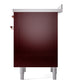 ILVE Nostalgie II 36-Inch Induction Range with 6 Induction Elements, 3.5 cu. ft. Oven, Burgundy with Copper Trim, Triple Glass Door, UPI366NMPBUP