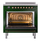 ILVE Nostalgie II 36-Inch Induction Range with 6 Induction Elements, 3.5 cu. ft. Oven, Emerald Green with Burnished Trim, Triple Glass Door, UPI366NMPEGB