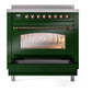 ILVE Nostalgie II 36-Inch Induction Range with 6 Induction Elements, 3.5 cu. ft. Oven, Emerald Green with Burnished Trim, Triple Glass Door, UPI366NMPEGB