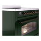ILVE Nostalgie II 36-Inch Induction Range with 6 Induction Elements, 3.5 cu. ft. Oven, Emerald Green with Burnished Trim, Triple Glass Door, UPI366NMPEGB