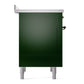 ILVE Nostalgie II 36-Inch Induction Range with 6 Induction Elements, 3.5 cu. ft. Oven, Emerald Green with Burnished Trim, Triple Glass Door, UPI366NMPEGB