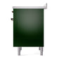 ILVE Nostalgie II 36-Inch Induction Range with 6 Induction Elements, 3.5 cu. ft. Oven, Emerald Green with Burnished Trim, Triple Glass Door, UPI366NMPEGB