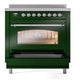 ILVE Nostalgie II 36-Inch Induction Range with 6 Induction Elements, 3.5 cu. ft. Oven, Emerald Green with Chrome Trim, Triple Glass Door, UPI366NMPEGC