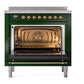 ILVE Nostalgie II 36-Inch Induction Range with 6 Induction Elements, 3.5 cu. ft. Oven, Emerald Green with Brass Trim, Triple Glass Door, UPI366NMPEGG