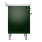 ILVE Nostalgie II 36-Inch Induction Range with 6 Induction Elements, 3.5 cu. ft. Oven, Emerald Green with Brass Trim, Triple Glass Door, UPI366NMPEGG