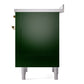 ILVE Nostalgie II 36-Inch Induction Range with 6 Induction Elements, 3.5 cu. ft. Oven, Emerald Green with Brass Trim, Triple Glass Door, UPI366NMPEGG