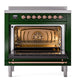 ILVE Nostalgie II 36-Inch Induction Range with 6 Induction Elements, 3.5 cu. ft. Oven, Emerald Green with Copper Trim, Triple Glass Door, UPI366NMPEGP